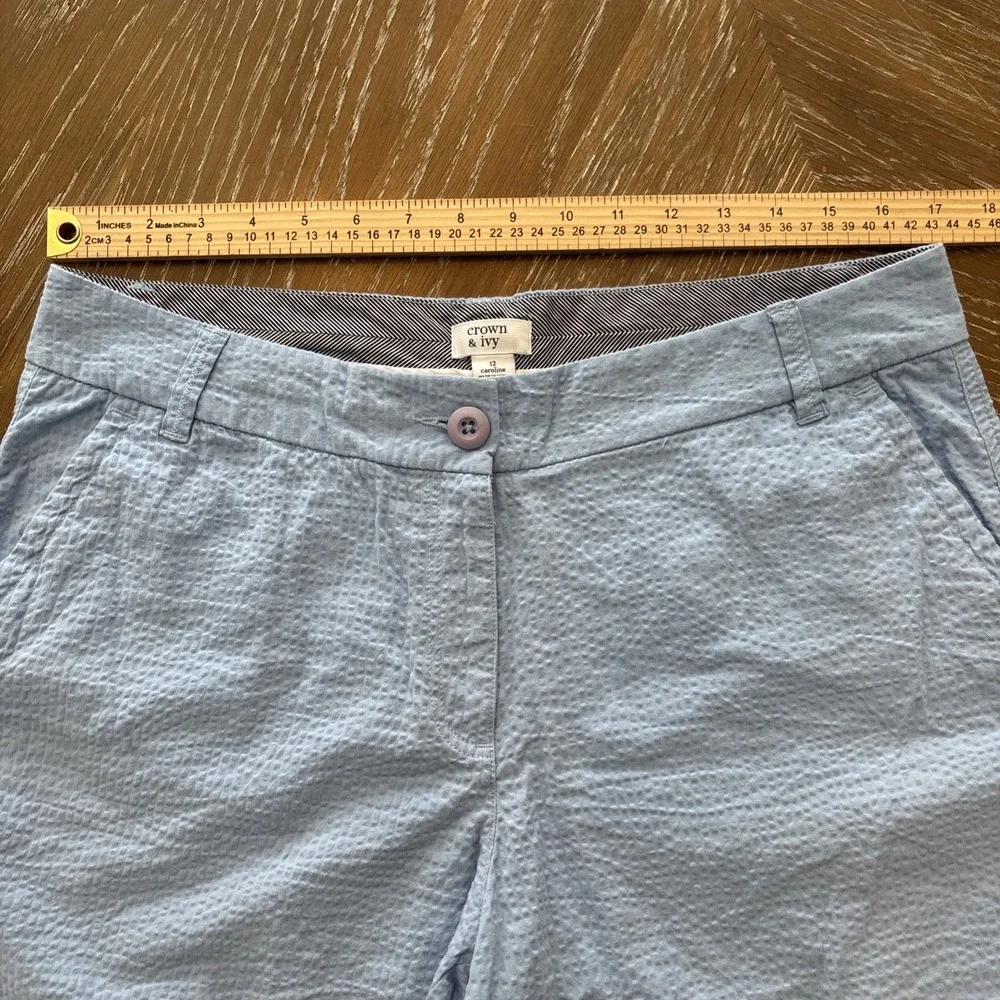 Crown & Ivy Sz 4 CAROLINE Light BLUE TEXTURED Shorts Women's EXCELLENT Fast Ship